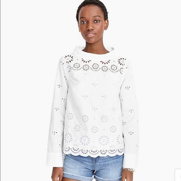 J. Crew funnel neck eyelet shirt with buttons - Picture 5 of 8